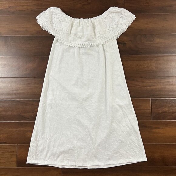 Boden Size UK 10 / US 6 L White Off The Shoulder Ruffle Jersey Dress - Picture 7 of 9